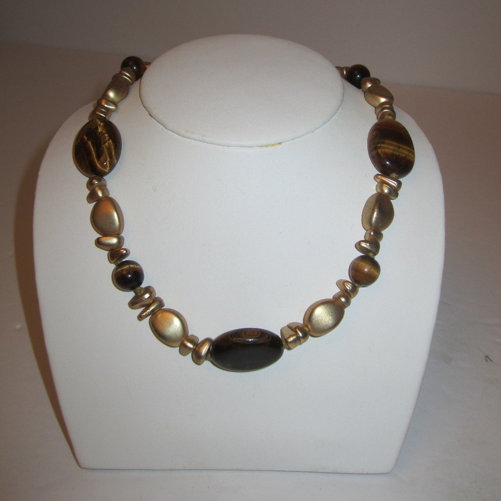 Tiger's Eye Beaded Necklace by Chaps